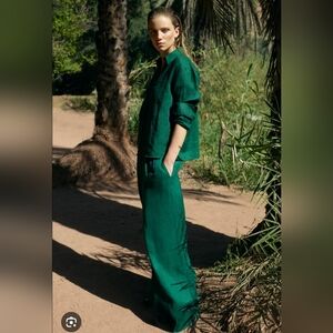 Shirt - Zara Emerald Green Women's Linen Set